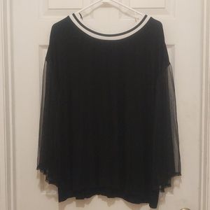 Good Luck GEM Black Blouse Sheer Sleeves